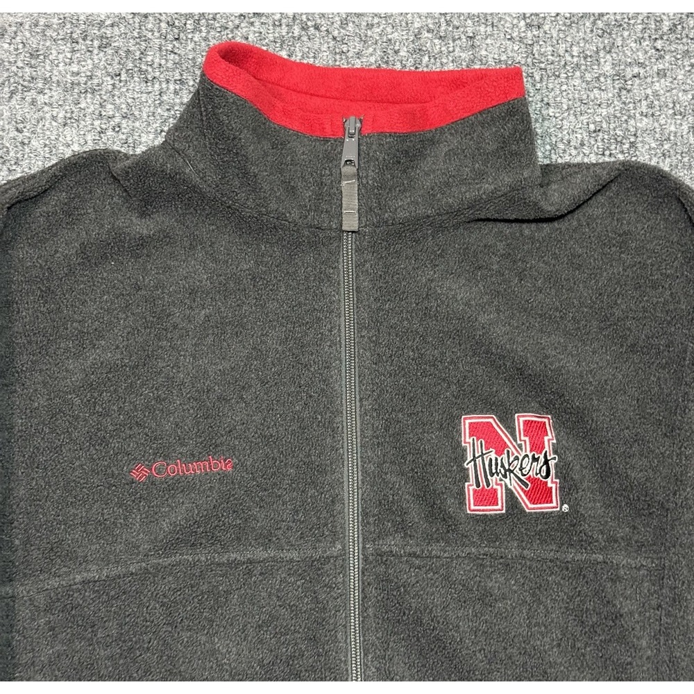 Nebraska Cornhuskers Columbia Full Zip Fleece Jacket Gray Men's Size Medium